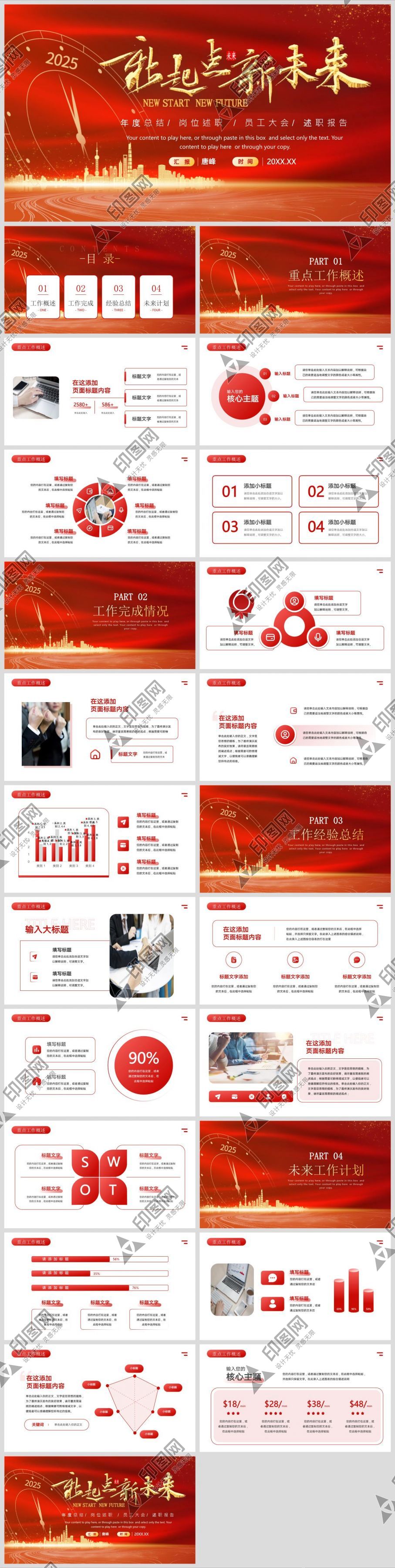 2025工作总结PPT素材模板