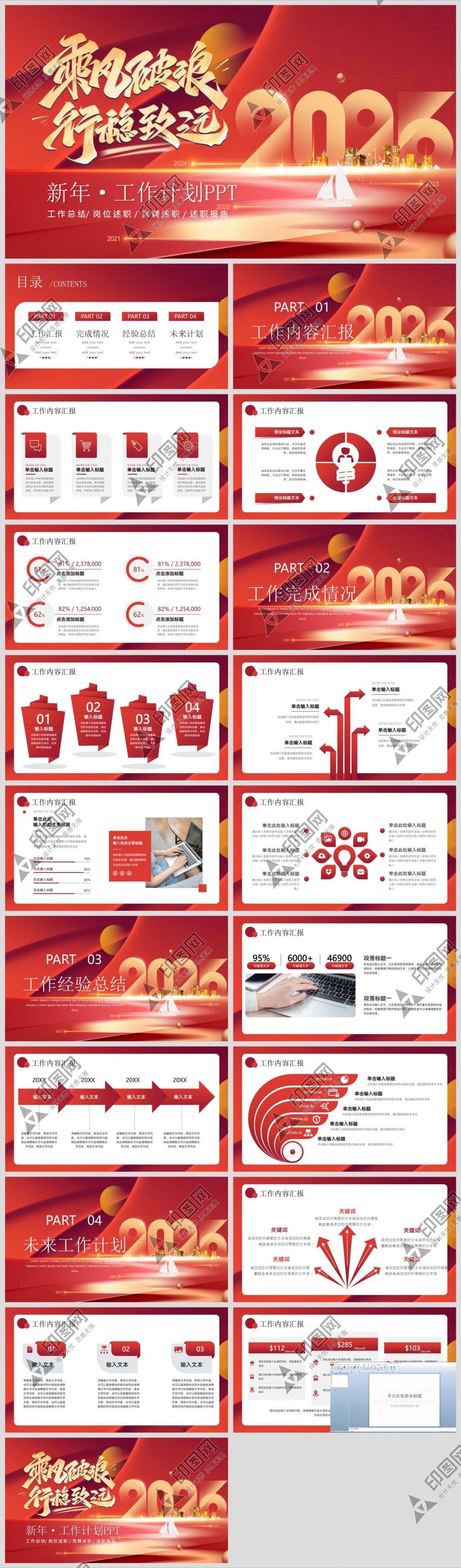 2025工作總結PPT素材模板