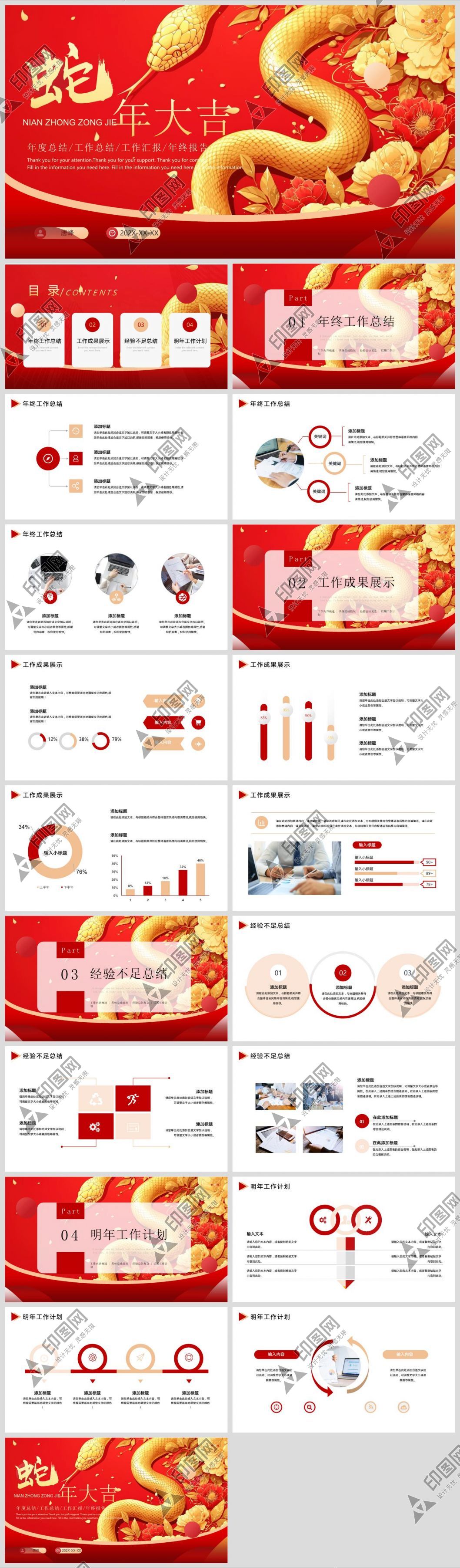 2025工作總結PPT素材模板