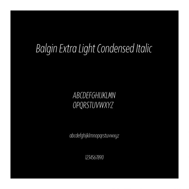 Balgin Extra Light Condensed Italic