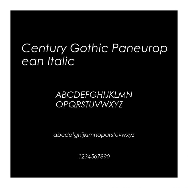 Century Gothic Paneuropean Italic