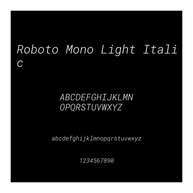 Roboto Mono Light Italic