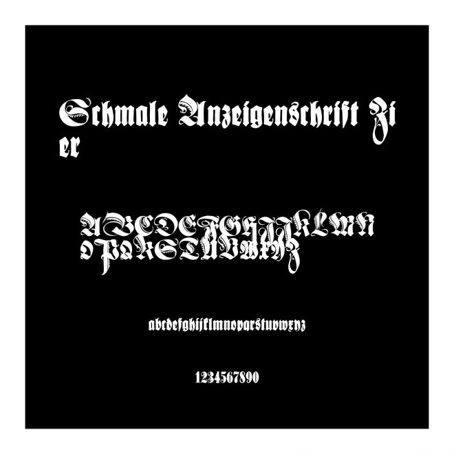 Schmale Anzeigenschrift Zier