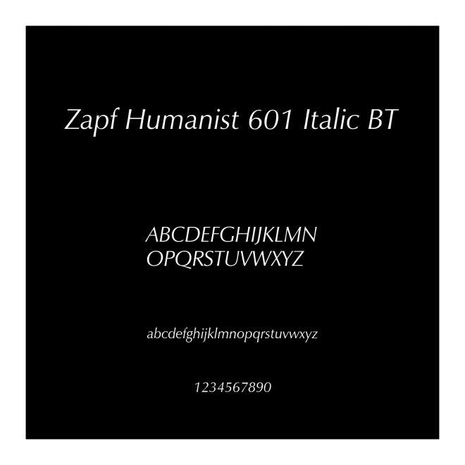 Zapf Humanist 601 Italic BT