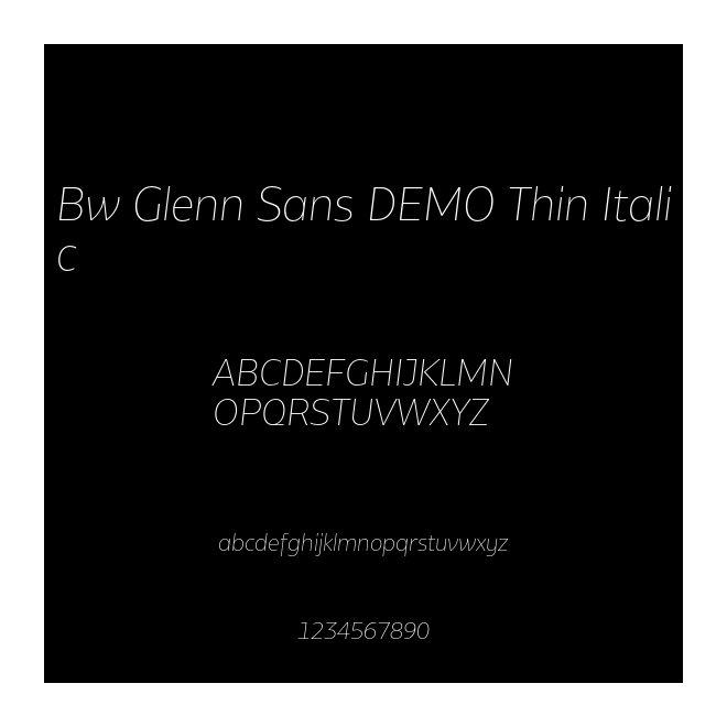 Bw Glenn Sans DEMO Thin Italic