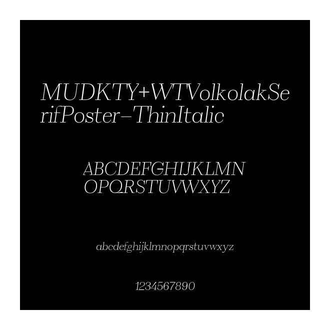MUDKTY+WTVolkolakSerifPoster-ThinItalic
