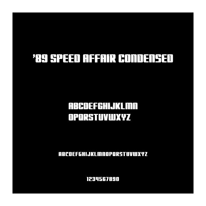 '89 Speed Affair Condensed