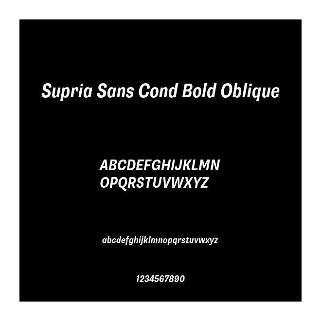 Supria Sans Cond Bold Oblique