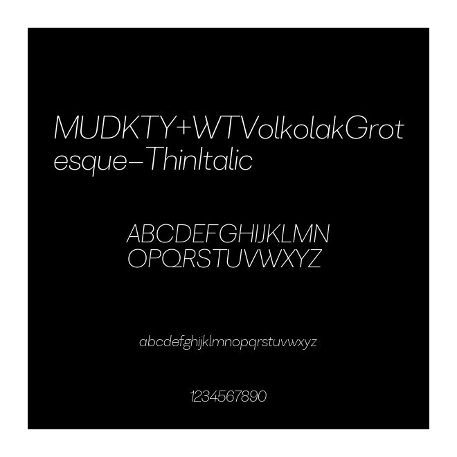 MUDKTY+WTVolkolakGrotesque-ThinItalic
