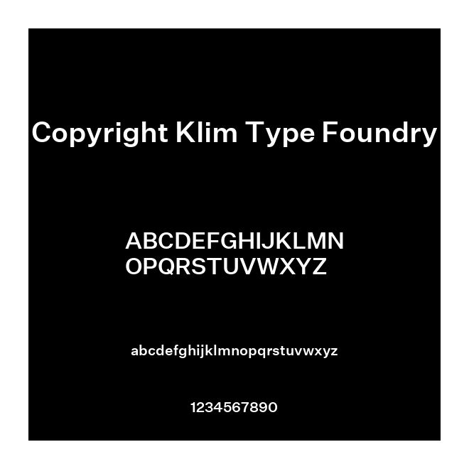 Copyright Klim Type Foundry