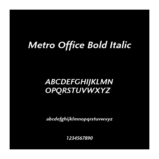 Metro Office Bold Italic